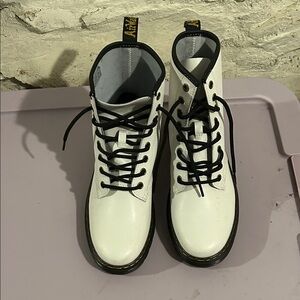 Dr. Martens White and Black Lace-Up Boots